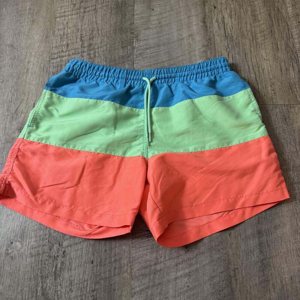 Chubbies Mens XL Swim Trunks Neon Colorblock 5 Inch Inseam Mesh Liner M